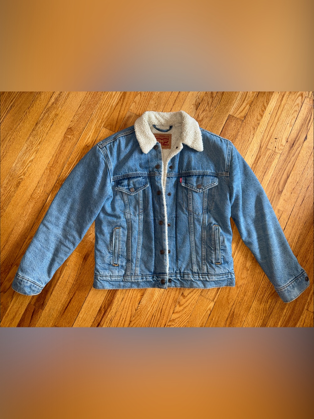 Levi's Light Blue Denim Jacket with White Sherpa Collar